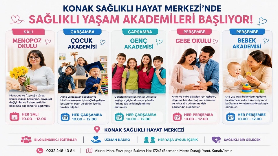 KONAK SAĞLIKLI HAYAT MERKEZİ'NDE SAĞLIKLI YAŞAM AKADEMİLERİ BAŞLIYOR